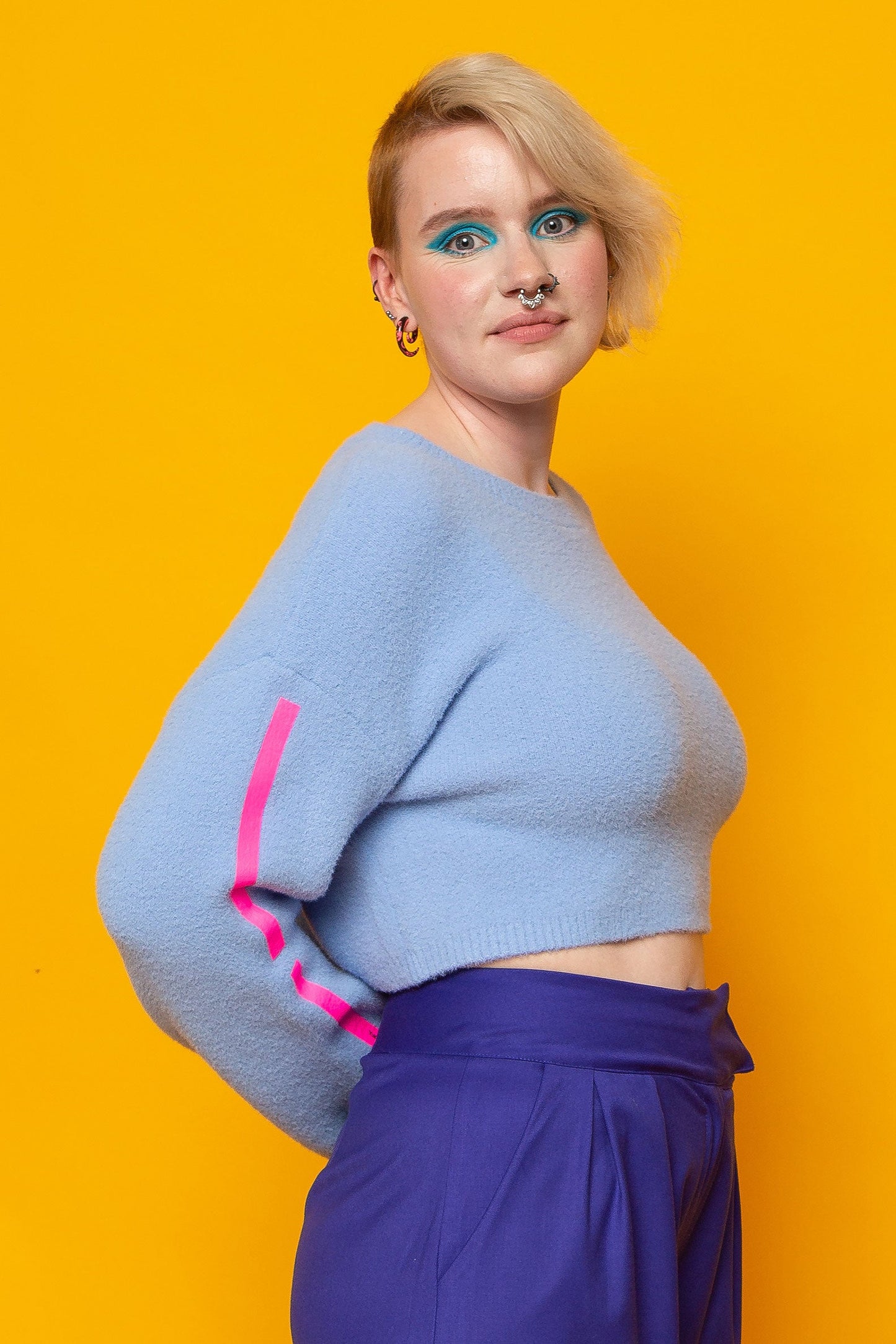 This is The Remix Jumper LIFE DOESN'T HAVE TO BE PERFECT TO BE WONDERFUL - Fluffy Cropped Jumper In Light Blue