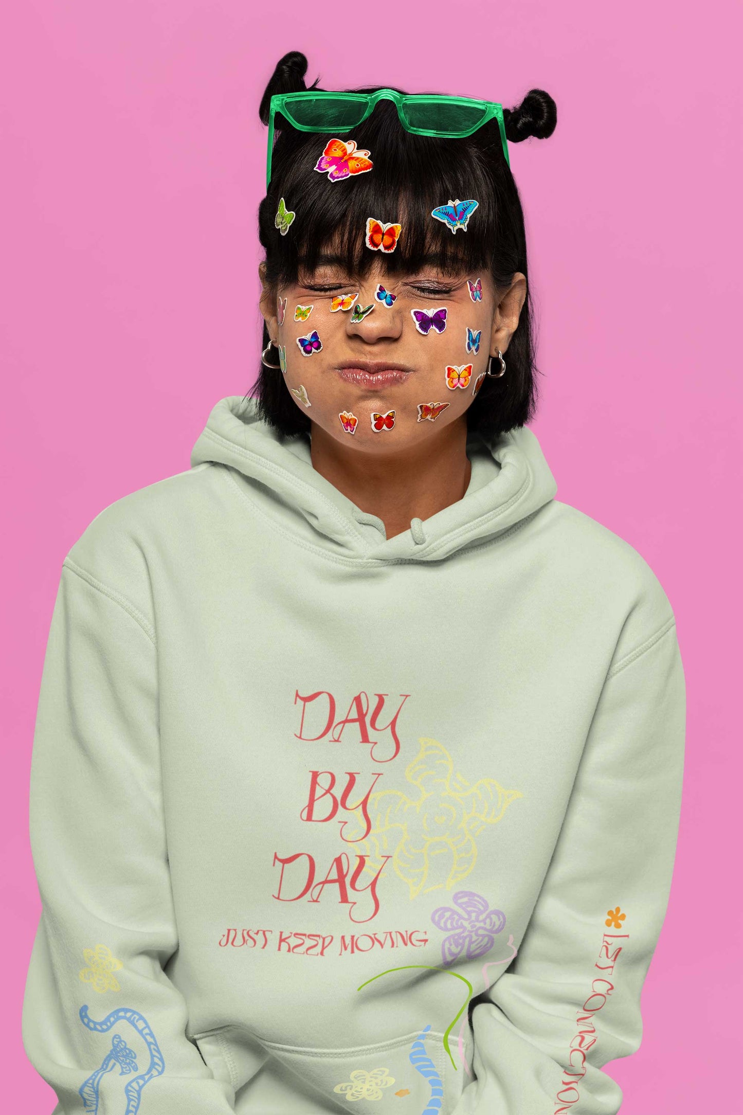 DAY BY DAY - Unisex Pullover Hoodie in Mint Green