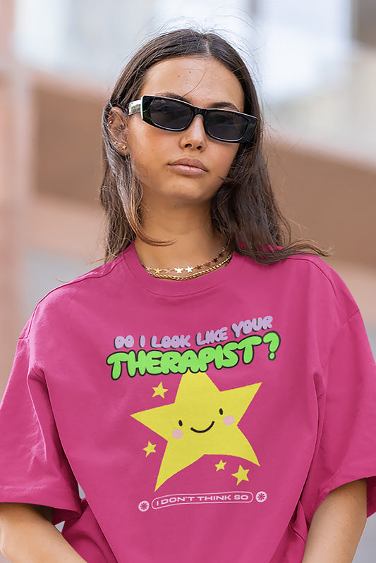 DO I LOOK LIKE YOUR THERAPIST? - Unisex Crewneck T-Shirt in Bright Pink