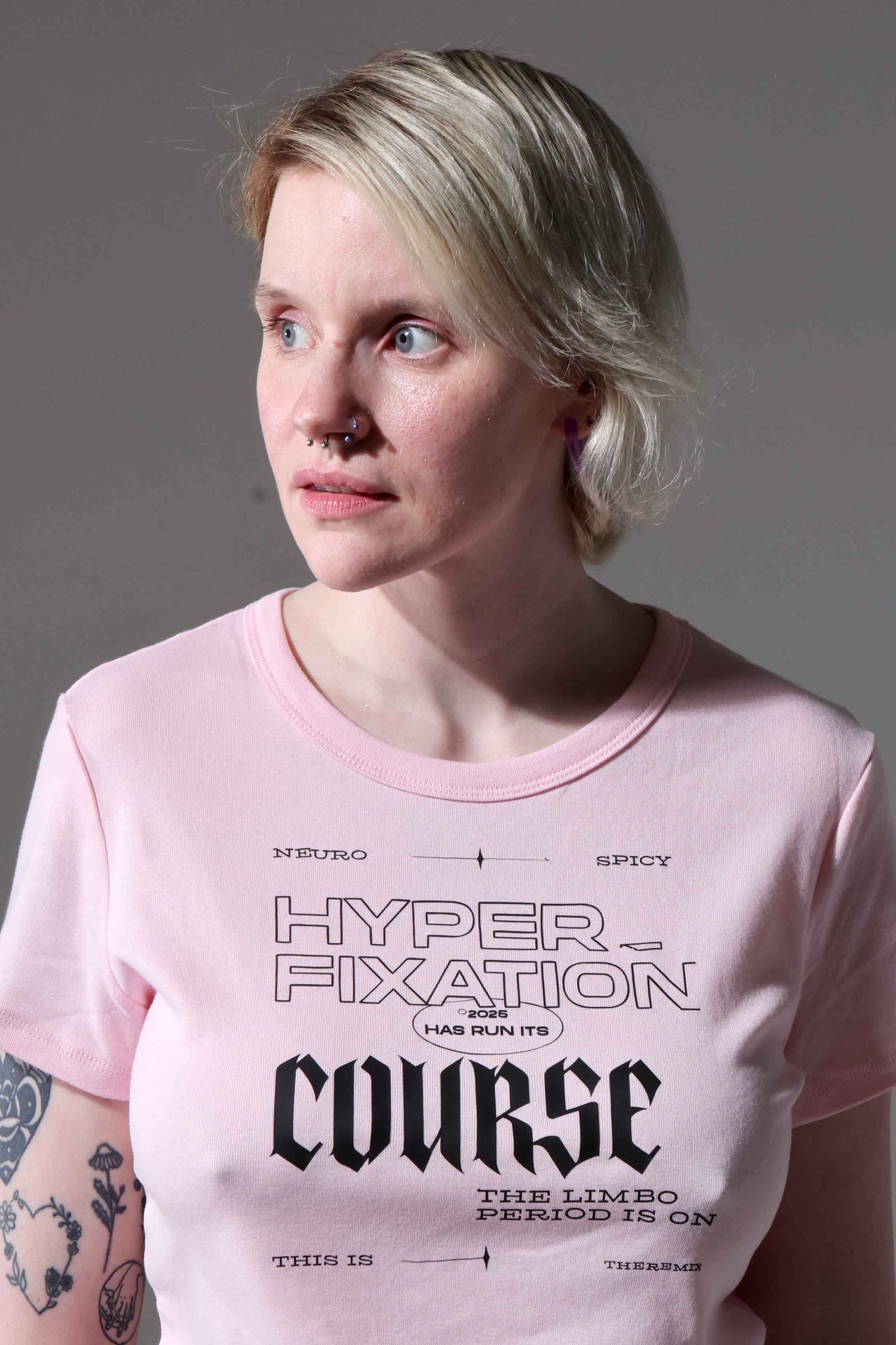 HYPERFIXATION - Women’s Micro Rib Baby T-Shirt in Light Pink