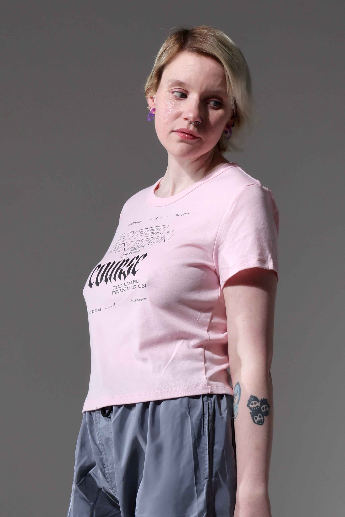 HYPERFIXATION - Women’s Micro Rib Baby T-Shirt in Light Pink