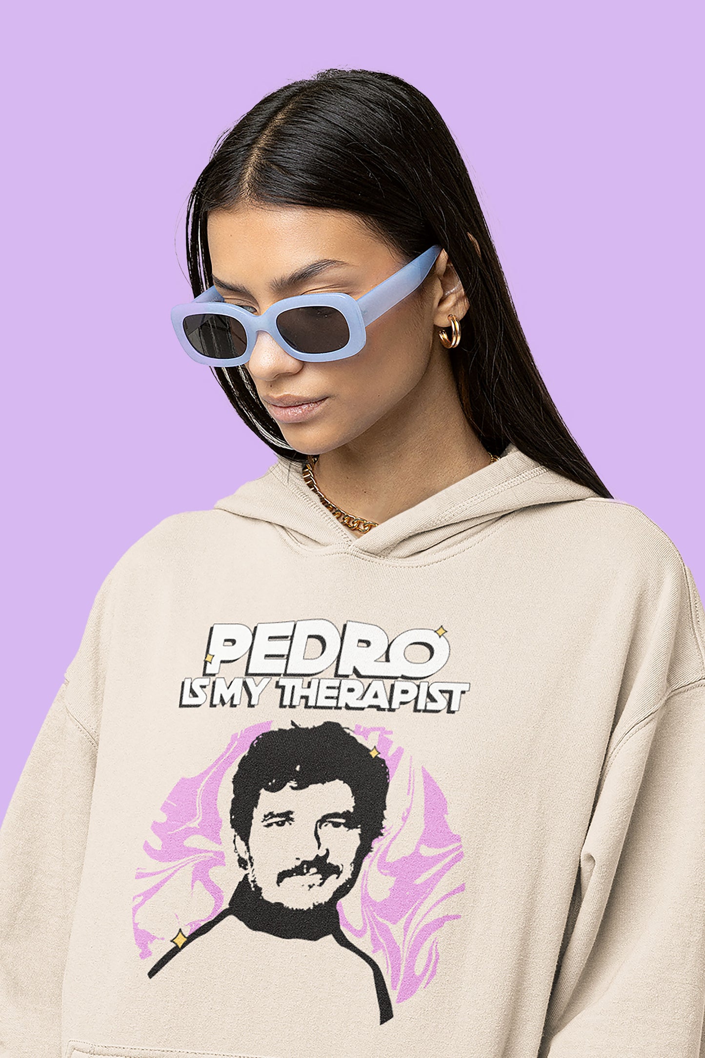 PEDRO PASCAL IS MY THERAPIST - Unisex Pullover Hoodie in Vintage White