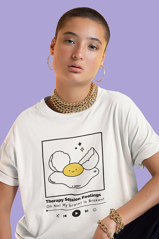 THERAPY SESSION: OH NO! MY BRAIN! IS BROKEN! - Unisex Crewneck T-Shirt in White