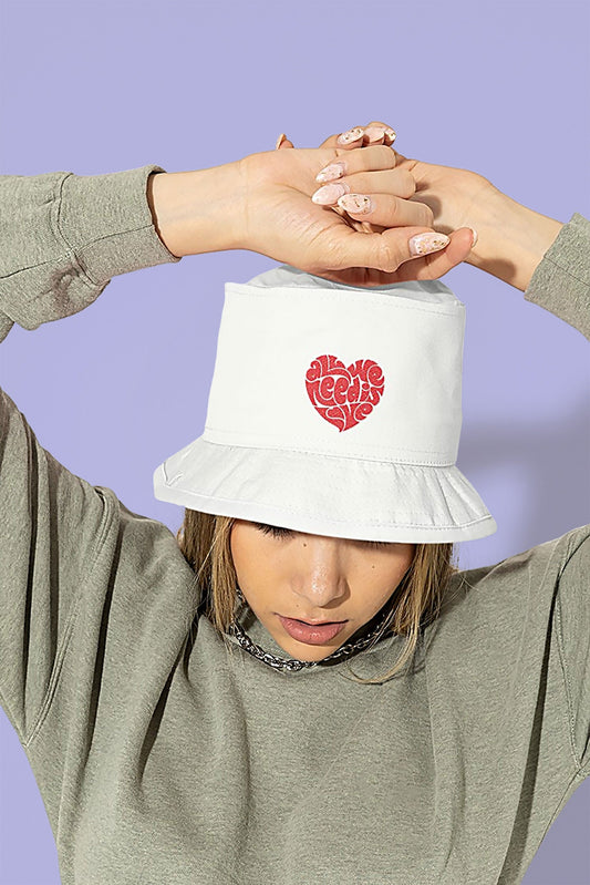 This is The Remix Bucket Hat ALL WE NEED IS LOVE - Reversible Bucket Hat (White / French Navy)