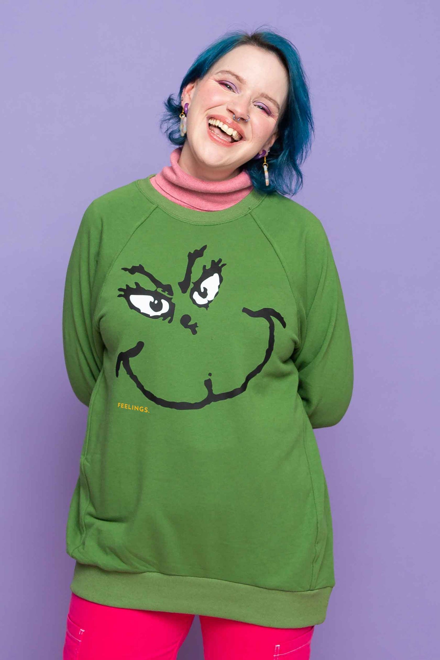 This is The Remix Sweatshirt FEELINGS (Inspired by THE GRINCH) - Oversized Vintage Christmas Sweatshirt in Green
