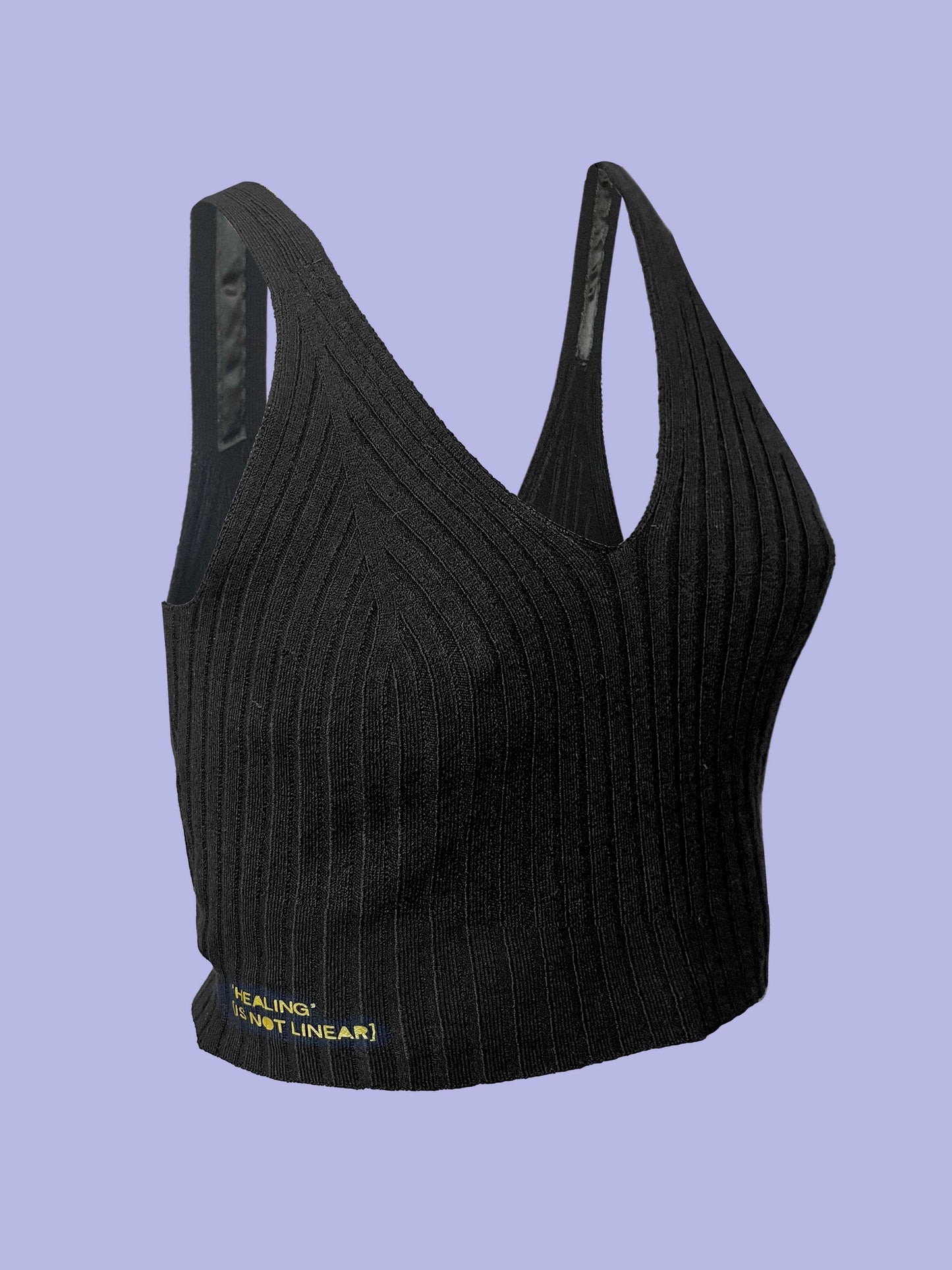 This is The Remix Top HEALING IS NOT LINEAR - Knitted Crop Top in Black
