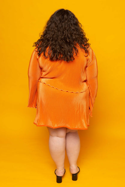 This is The Remix Skirt I AM THE MAKER OF MY DREAMS - Satin Pleated Short Skirt In Orange