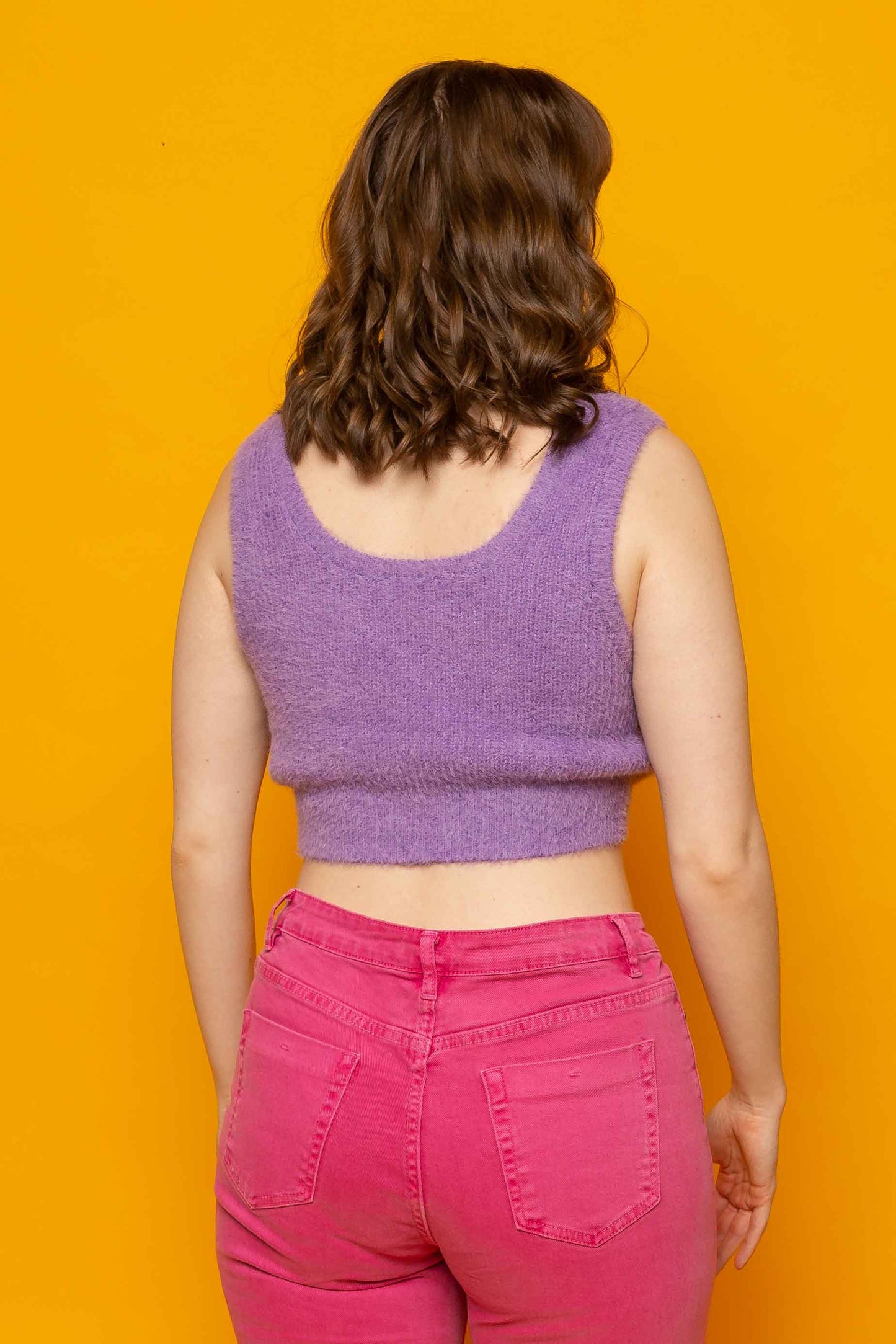 This is The Remix Top INHALE SKY, EXHALE STARS - Knitted Crop Top In Purple