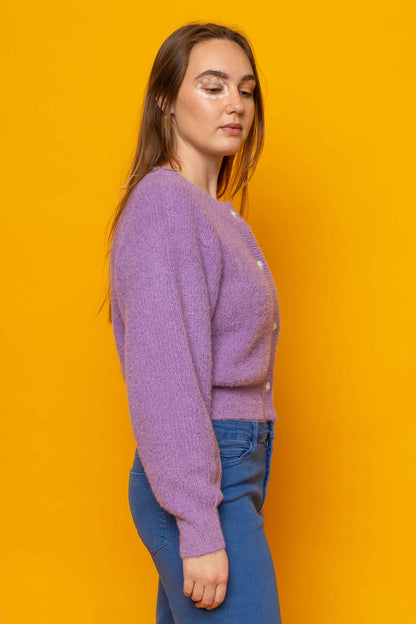 This is The Remix Cardigan IT'S OK TO BE SELFISH - Knitted Cardigan In Purple