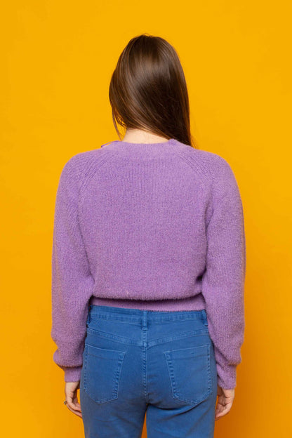 This is The Remix Cardigan IT'S OK TO BE SELFISH - Knitted Cardigan In Purple