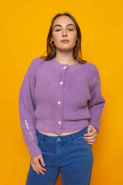 This is The Remix Cardigan IT'S OK TO BE SELFISH - Knitted Cardigan In Purple