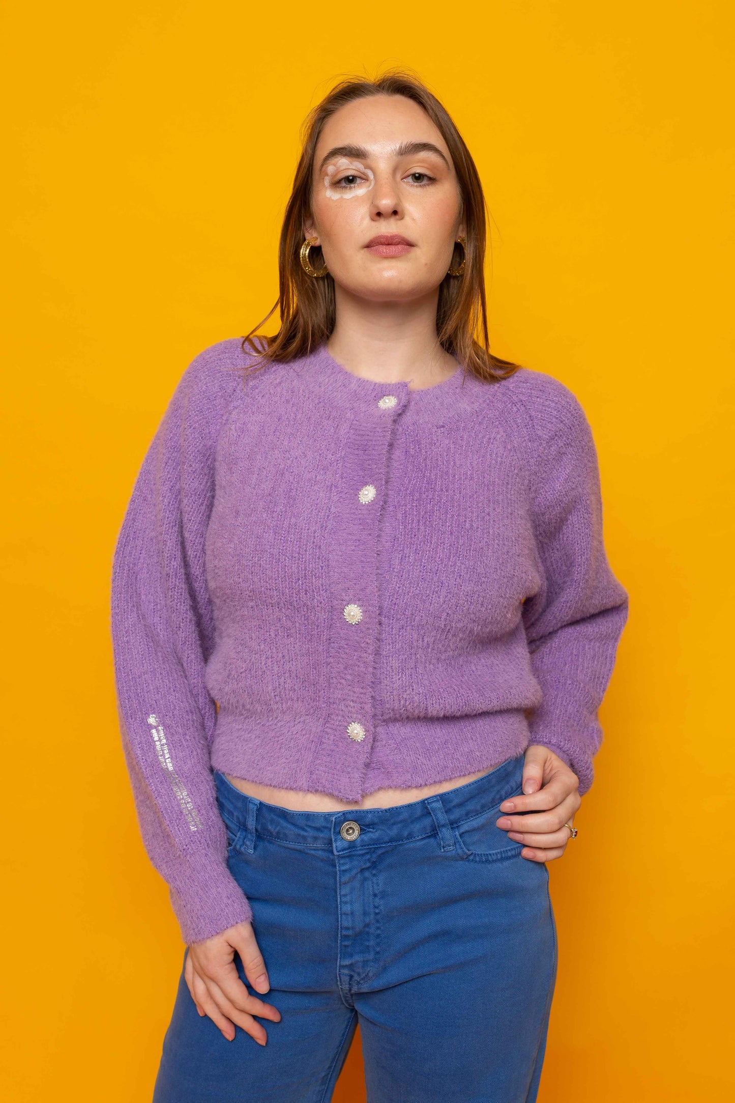 This is The Remix Cardigan IT'S OK TO BE SELFISH - Knitted Cardigan In Purple