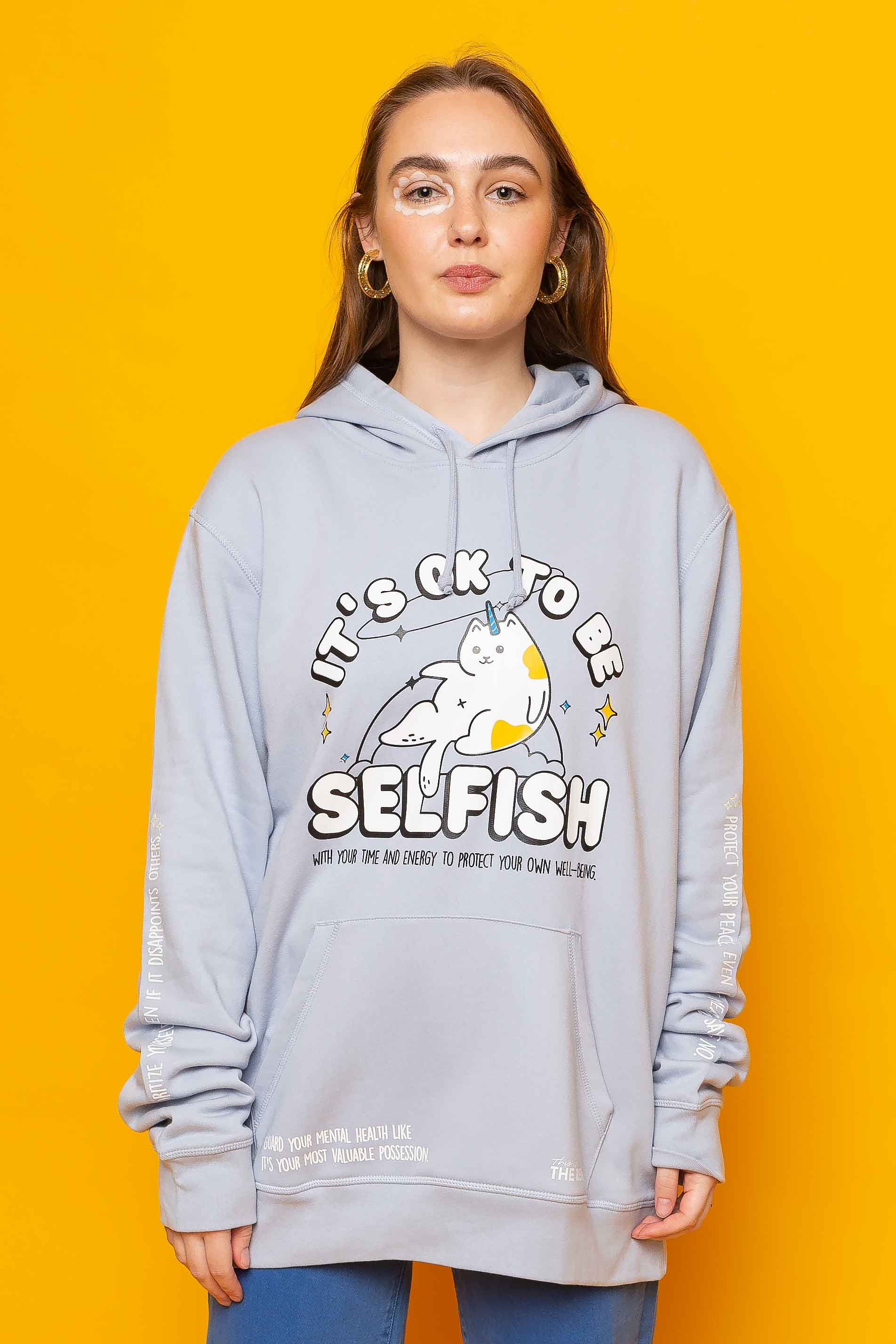 This is The Remix Hoodie IT'S OK TO BE SELFISH - Unisex Pullover Hoodie in Serene Blue