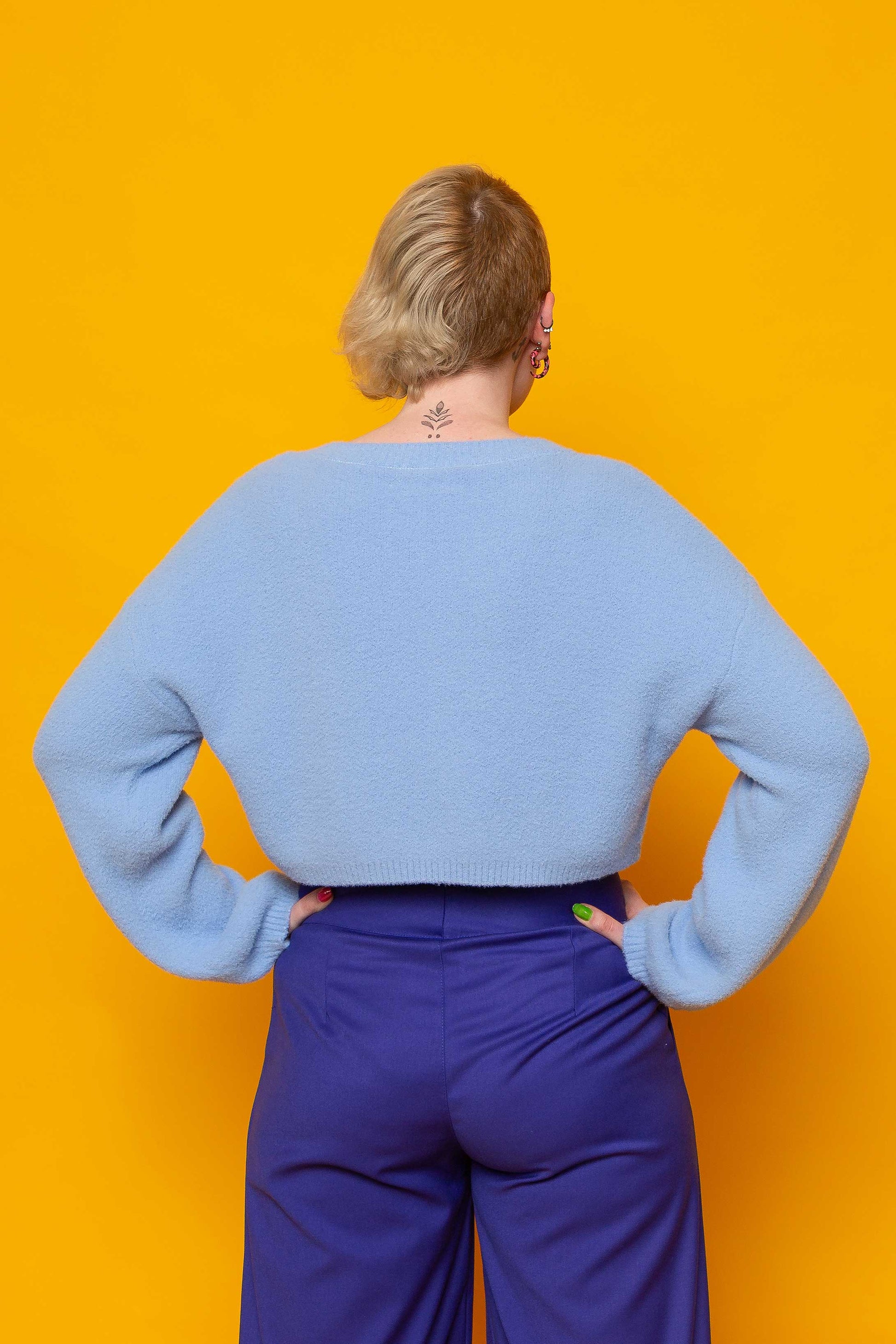 This is The Remix Jumper LIFE DOESN'T HAVE TO BE PERFECT TO BE WONDERFUL - Fluffy Cropped Jumper In Light Blue