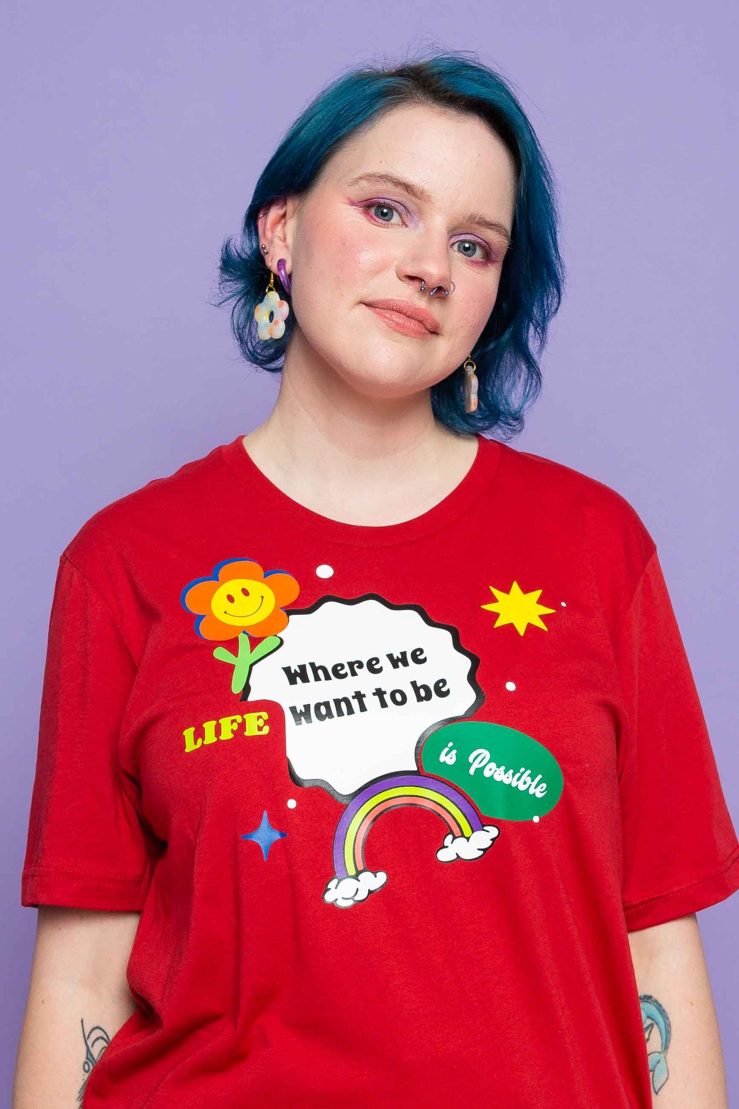 This is The Remix T-shirt LIFE WERE WE WANT TO BE IS POSSIBLE - Unisex Crew Neck T-Shirt in Bright Red