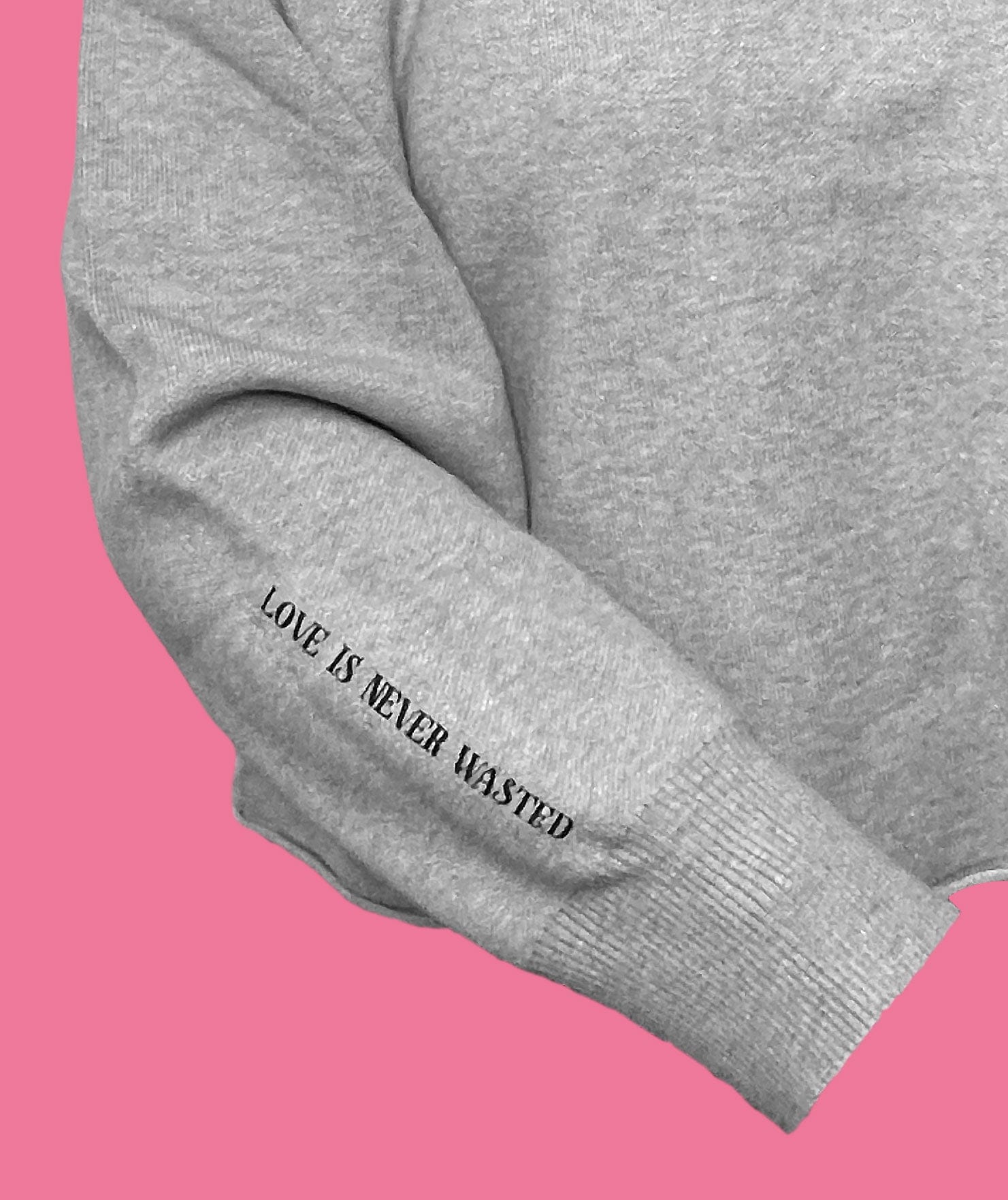This is The Remix Jumper LOVE IS NEVER WASTED - Batwing Cropped Jumper in Grey