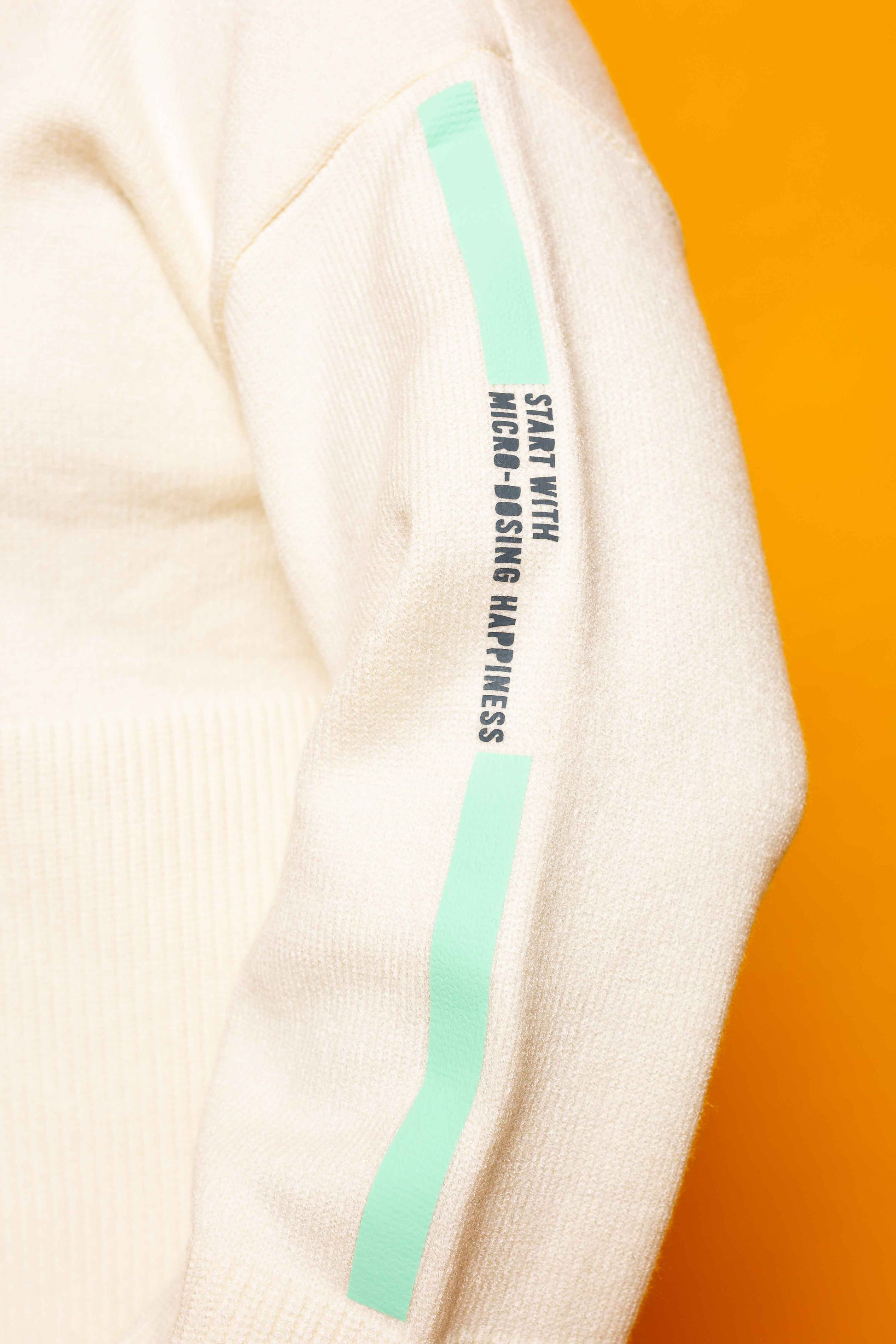 This is The Remix Jumper MICRO-DOSING HAPINESS - 70's Ribbed Boat Neck Jumper In Cream