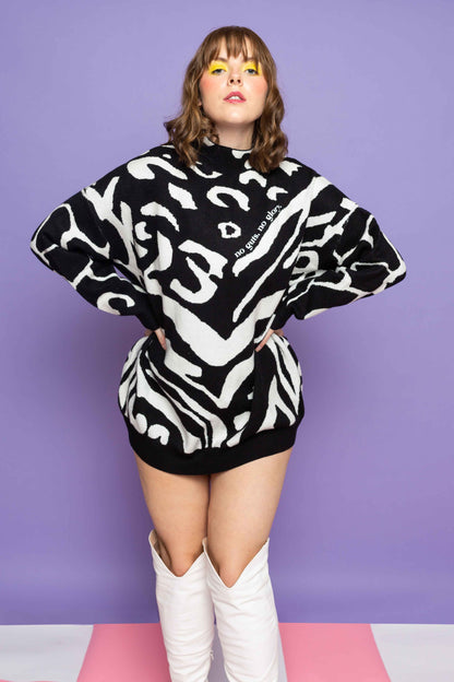 This is The Remix Cardigan NO GUTS, NO GLORY - Oversized Knitted Jumper In Zebra Print