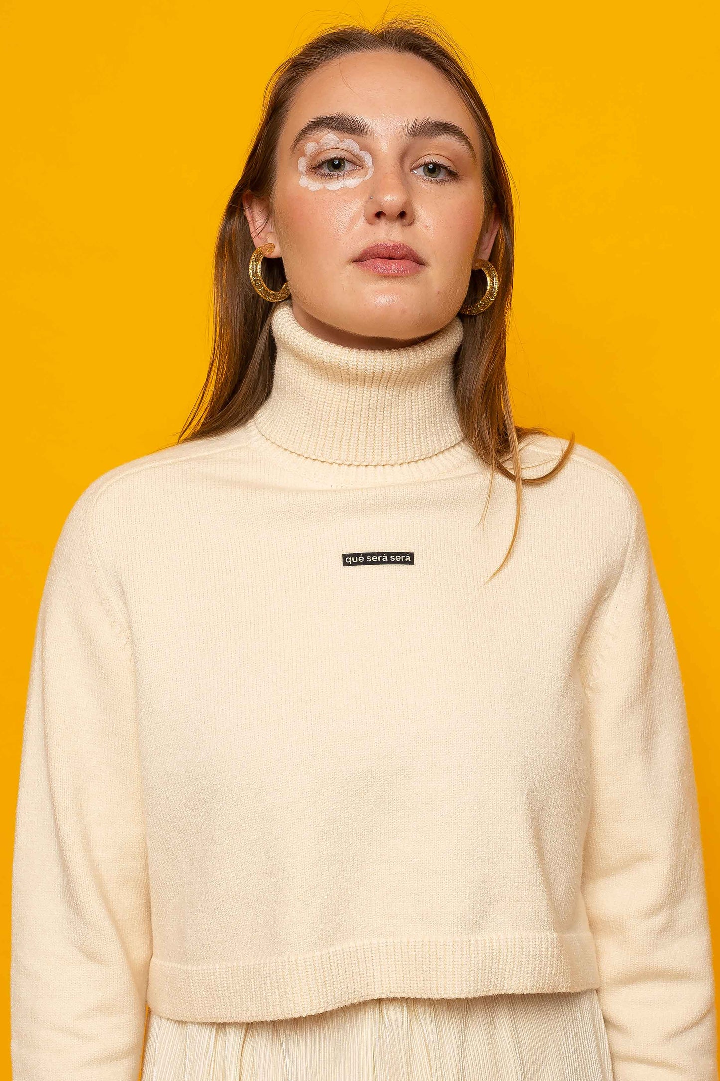 This is The Remix Jumper QUE SERA, SERA - High Neck Cropped Jumper In Cream