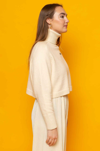 This is The Remix Jumper QUE SERA, SERA - High Neck Cropped Jumper In Cream