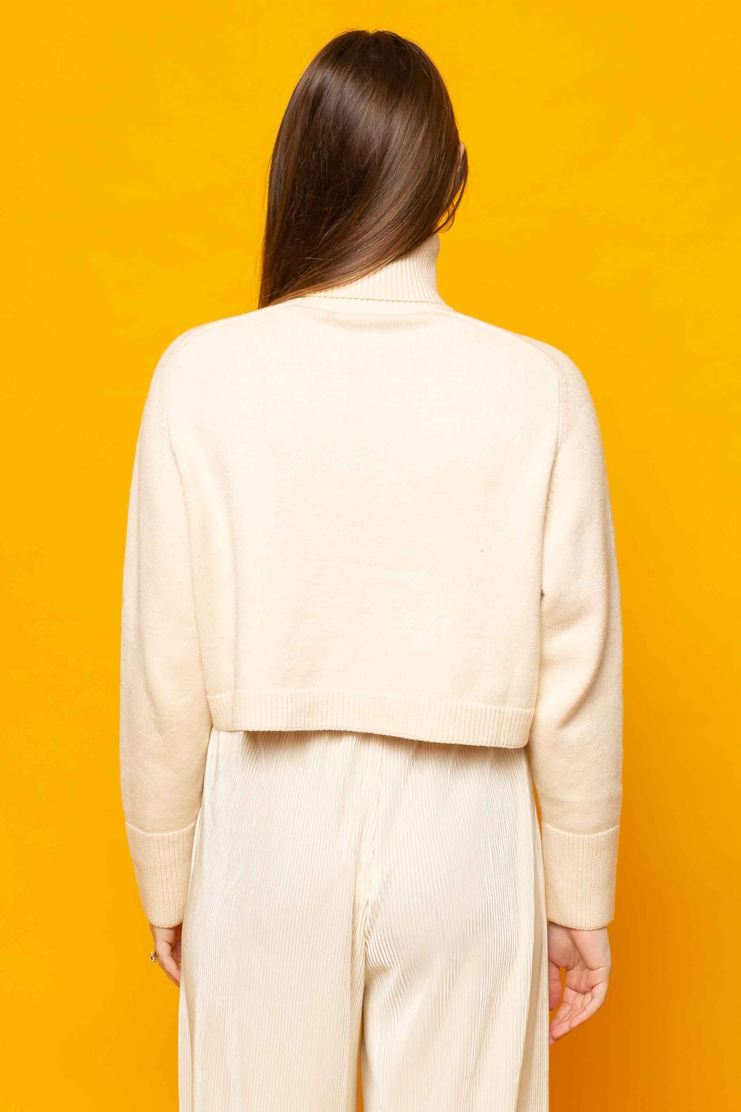 This is The Remix Jumper QUE SERA, SERA - High Neck Cropped Jumper In Cream