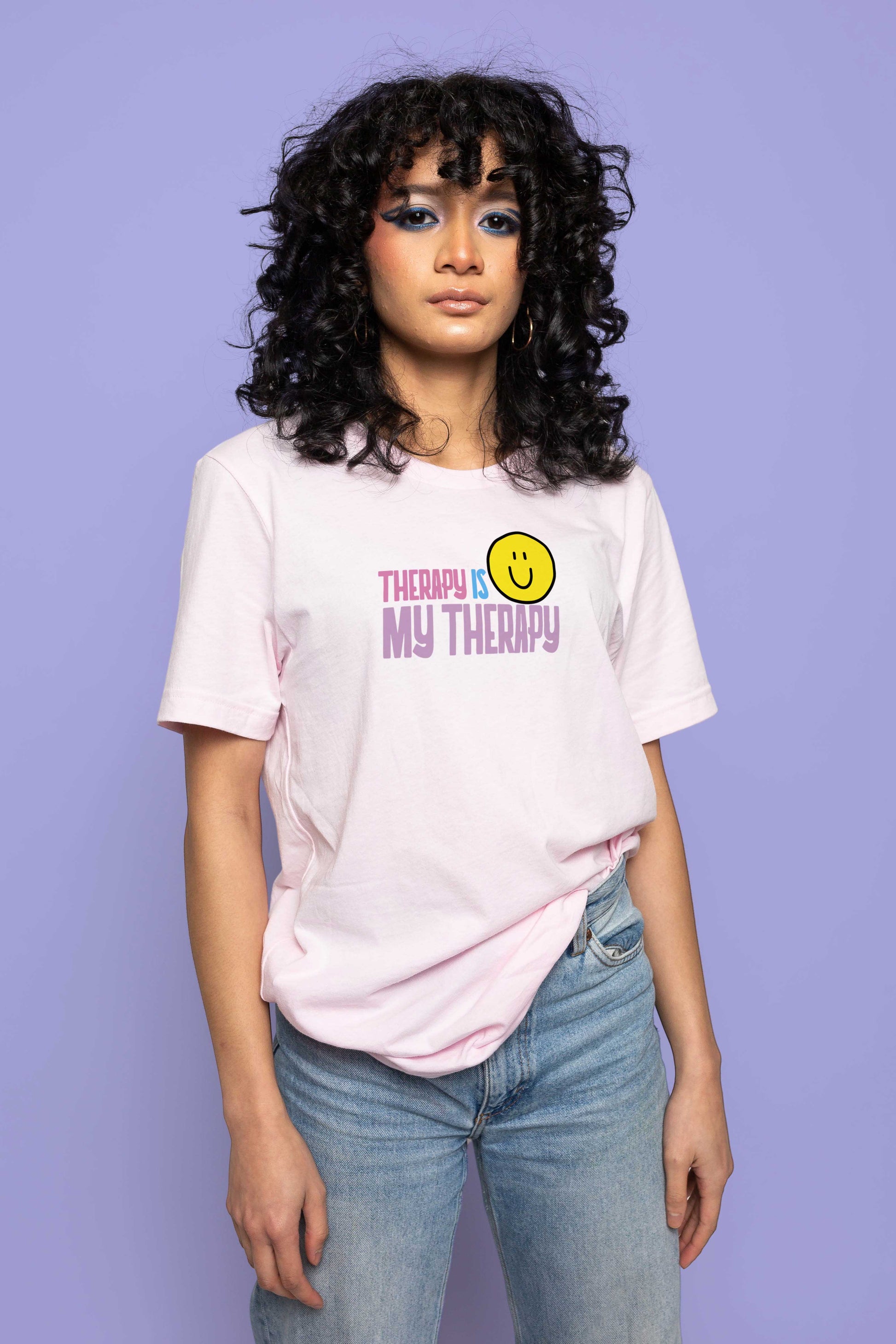 This is The Remix T-shirt THERAPY IS MY THERAPY - Unisex Soft Pink Crew Neck T-Shirt