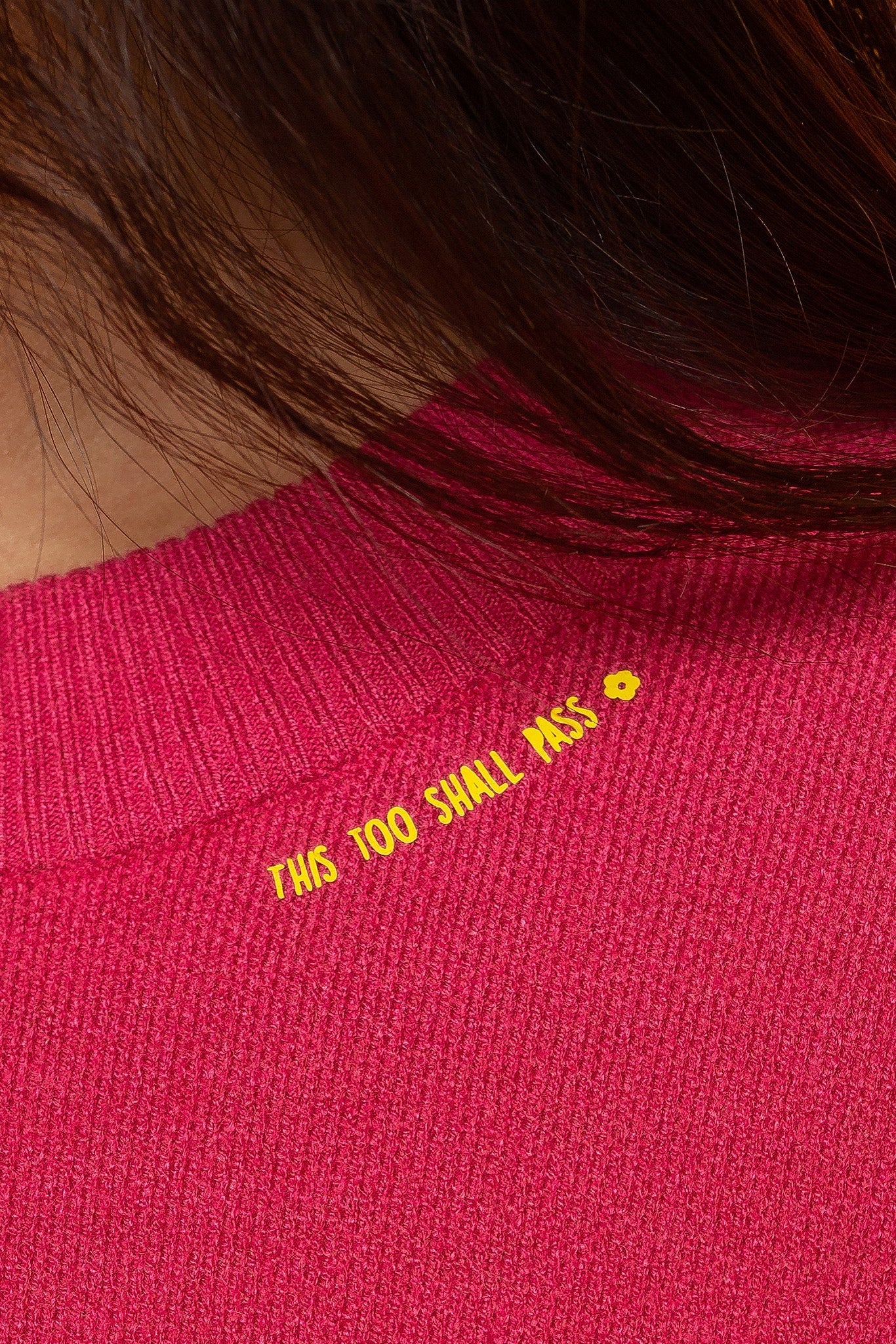 This is The Remix Jumper THIS TOO SHALL PASS - Balloon Sleeve Knitted Jumper In Pink