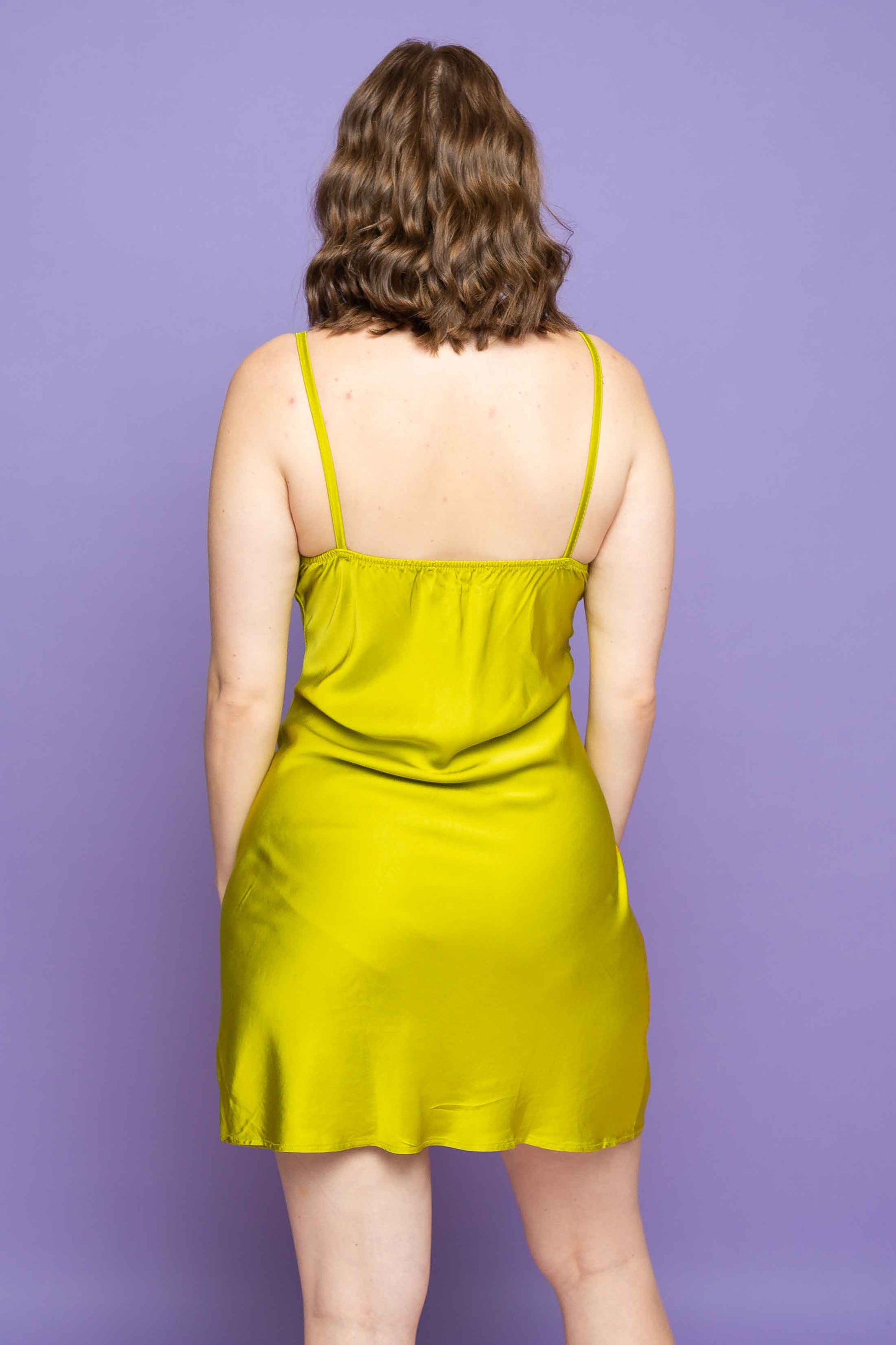 This is The Remix Dress WHAT DO WE LIVE FOR? - Satin Short Slip Dress in Apple Green