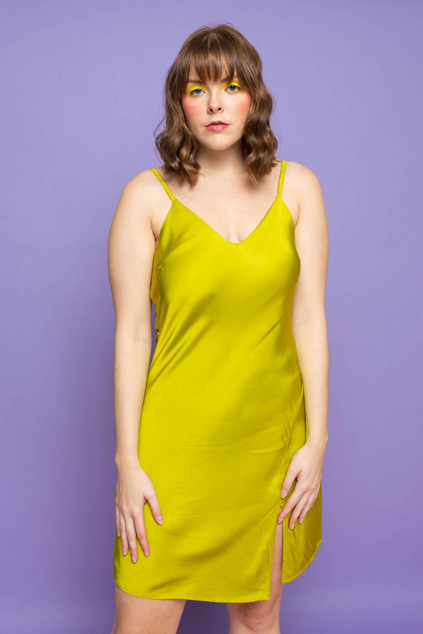 This is The Remix Dress WHAT DO WE LIVE FOR? - Satin Short Slip Dress in Apple Green